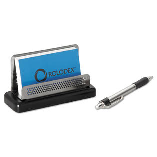 Rolodex Role23578 Distinctions Business Card Holder Capacity 50 2 1 4 X 4 Cards Metal Black