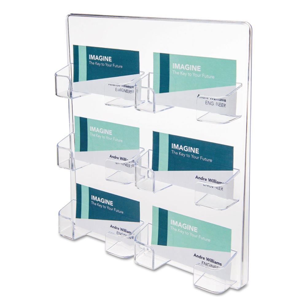 Deflect-O DEF70601 Six-Pocket Wall Mount Business Card Holder, Holds 480 2 X 3 1/2 Cards, Clear