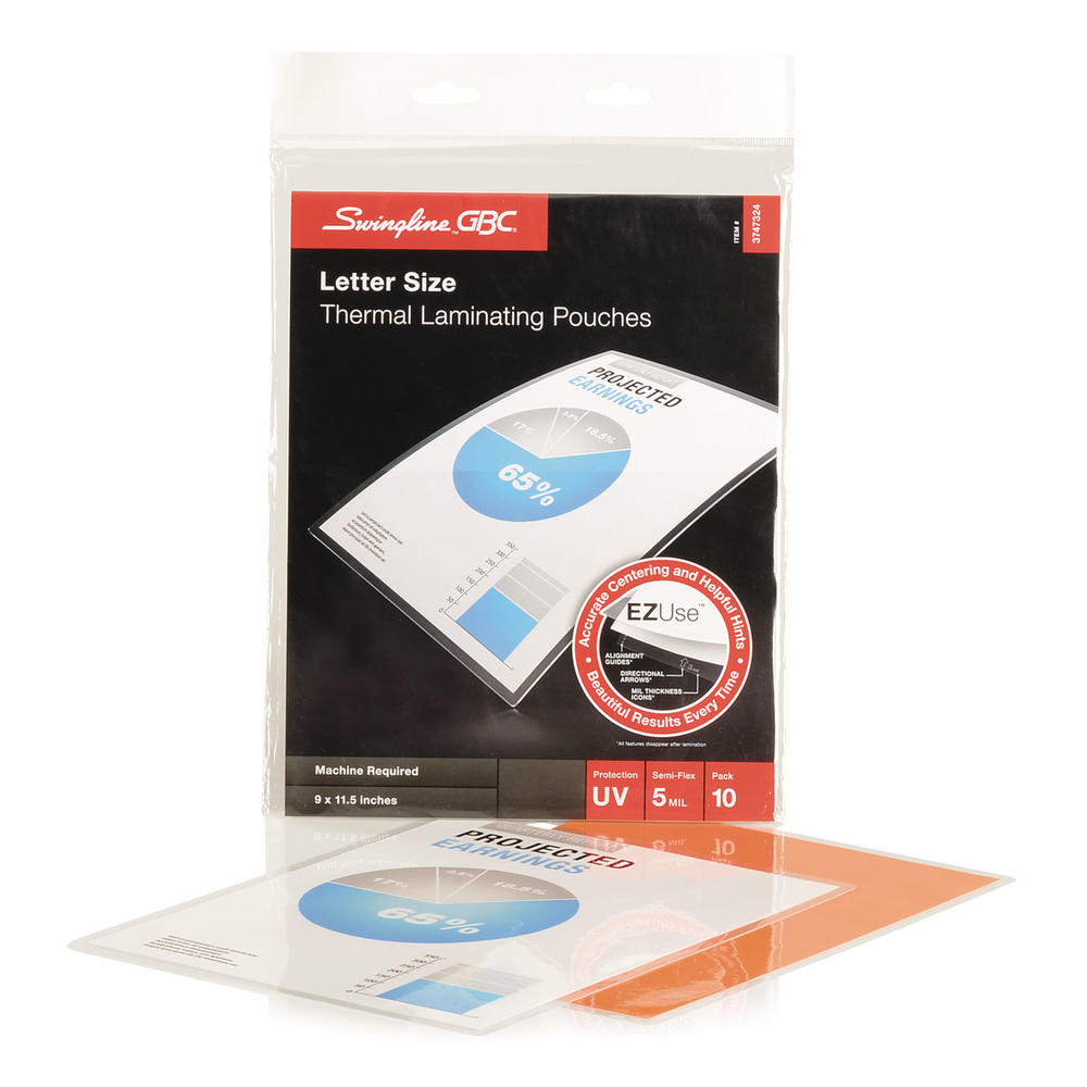 Swingline GBC SWI3747324 EZUse Thermal Laminating Pouches, 5 mil, 11 1/2 x 9, 10/Pack
