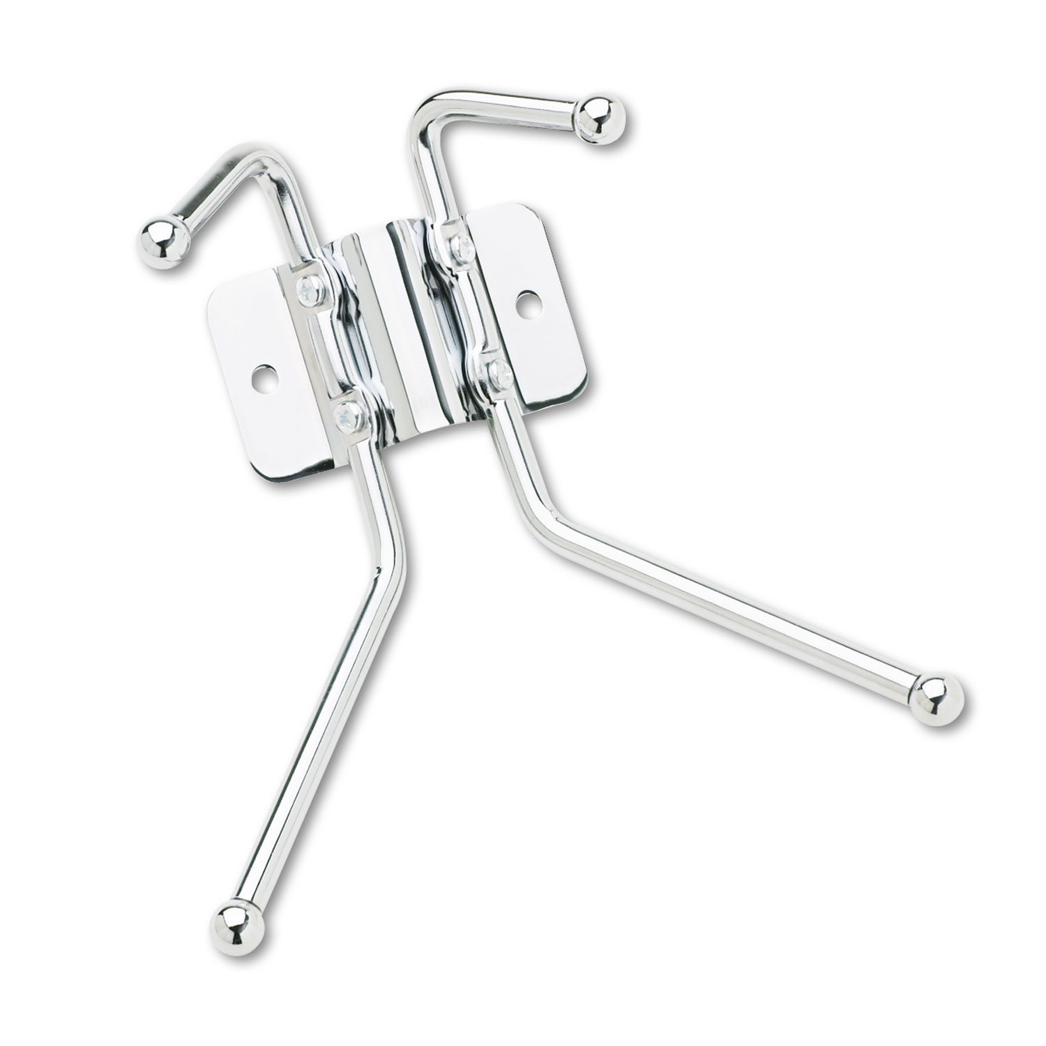 Safco SAF4160 Metal Wall Rack, Two Ball-Tipped Double-Hooks, 6-1/2w x 3d x 7h, Chrome Metal
