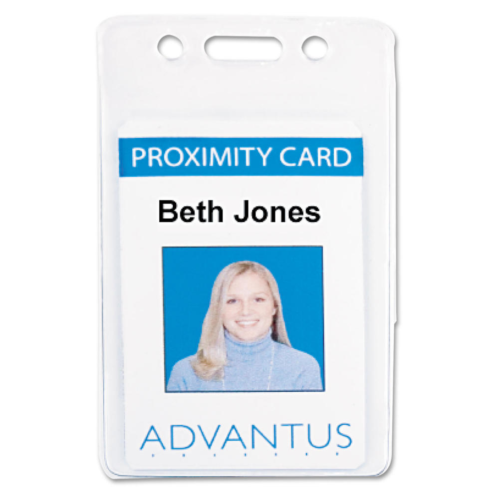 Advantus AVT75451 Proximity ID Badge Holder, Vertical, 2 3/8w x 3 3/8h, Clear, 50/Pack