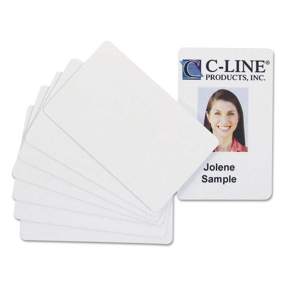 C-Line CLI89007 PVC ID Badge Card, 3 3/8 x 2 1/8, White, 100/Pack