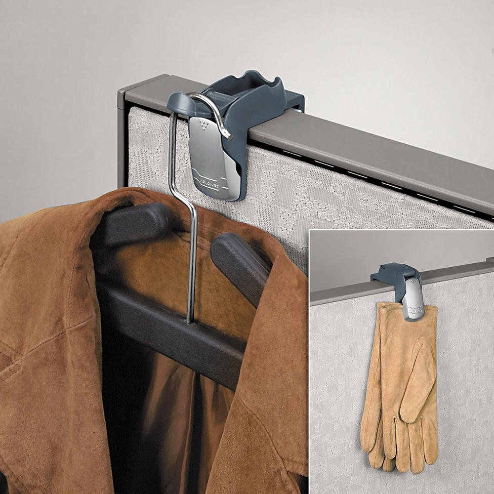 Fellowes FEL7501101 Pro Series Partition Additions Coat Hook & Clip, 1 5/8 x 2 3/4 x 3, Slate Gray