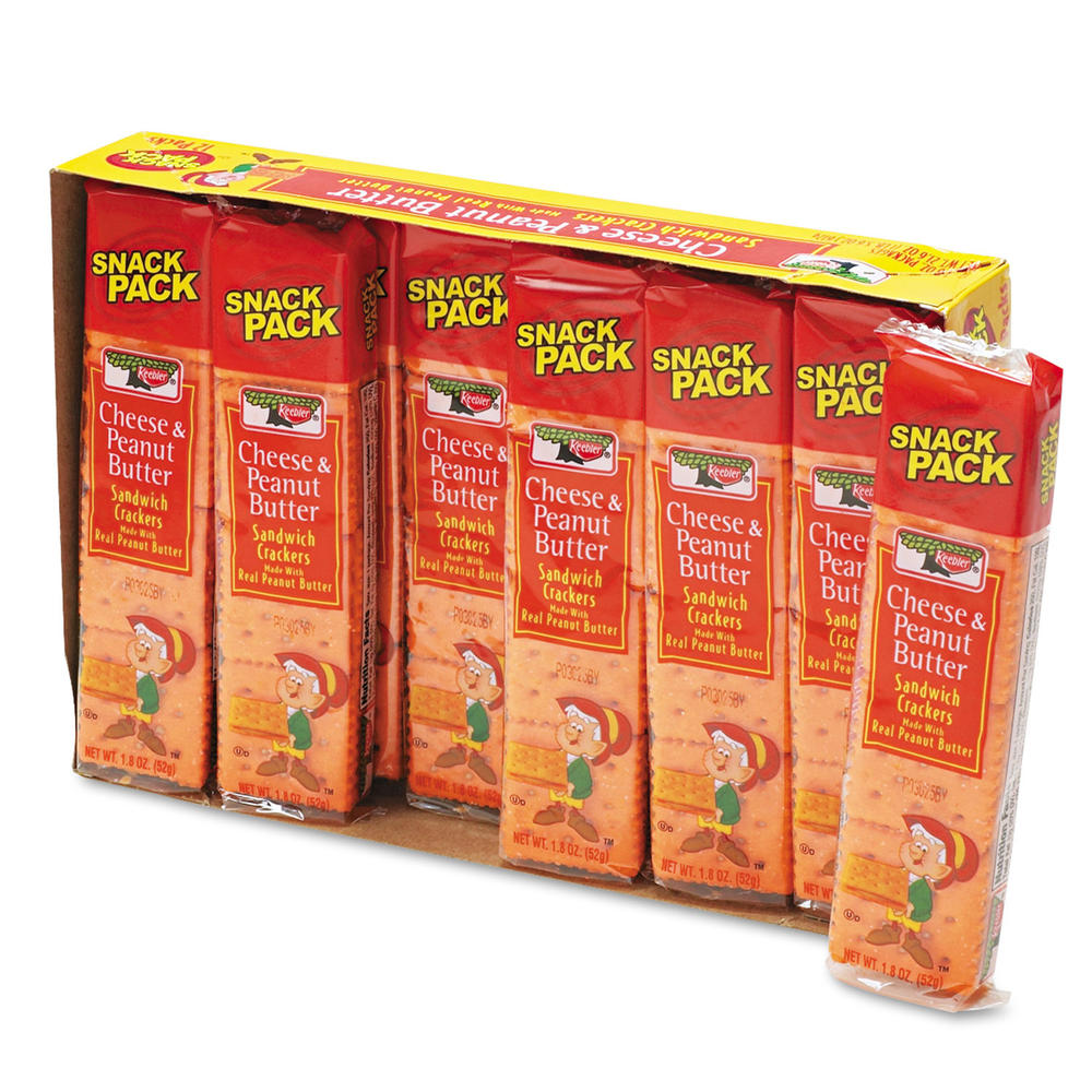 Keebler KEB21165 Sandwich Crackers, Cheese & Peanut Butter, 8-Piece Snack Pack, 12/Box