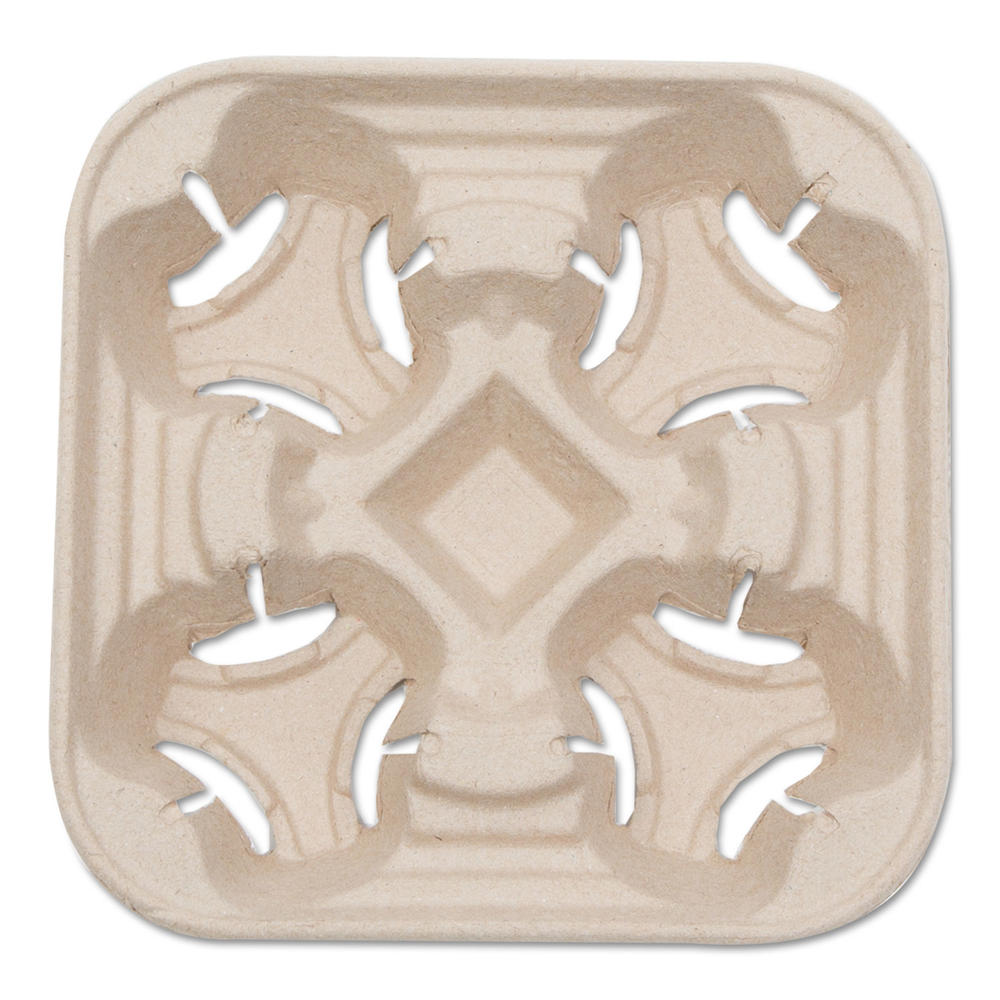 Nature House SVACT01 Heavyweight 4-Cup Carry Tray, 6 x 2 x 6, Natural, 300/Carton