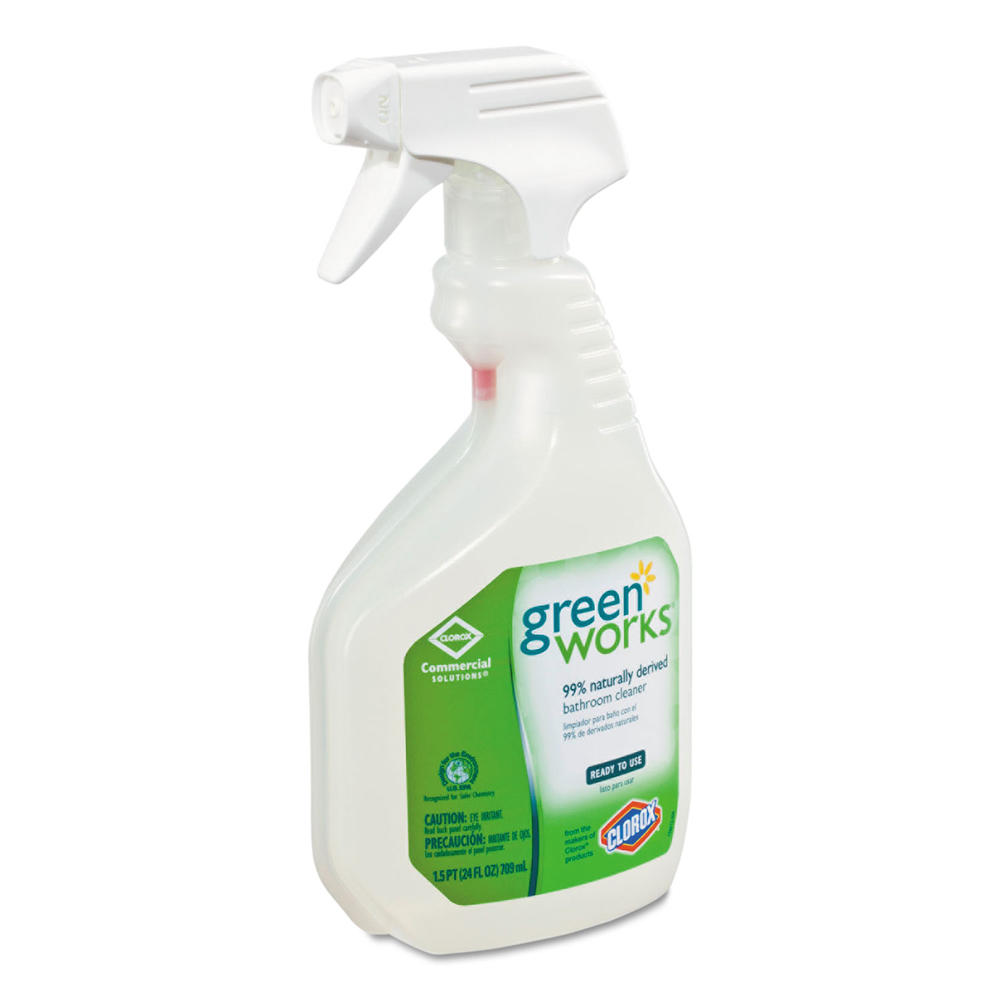 Green Works CLO00452 Bathroom Cleaner, 24oz Spray Bottle