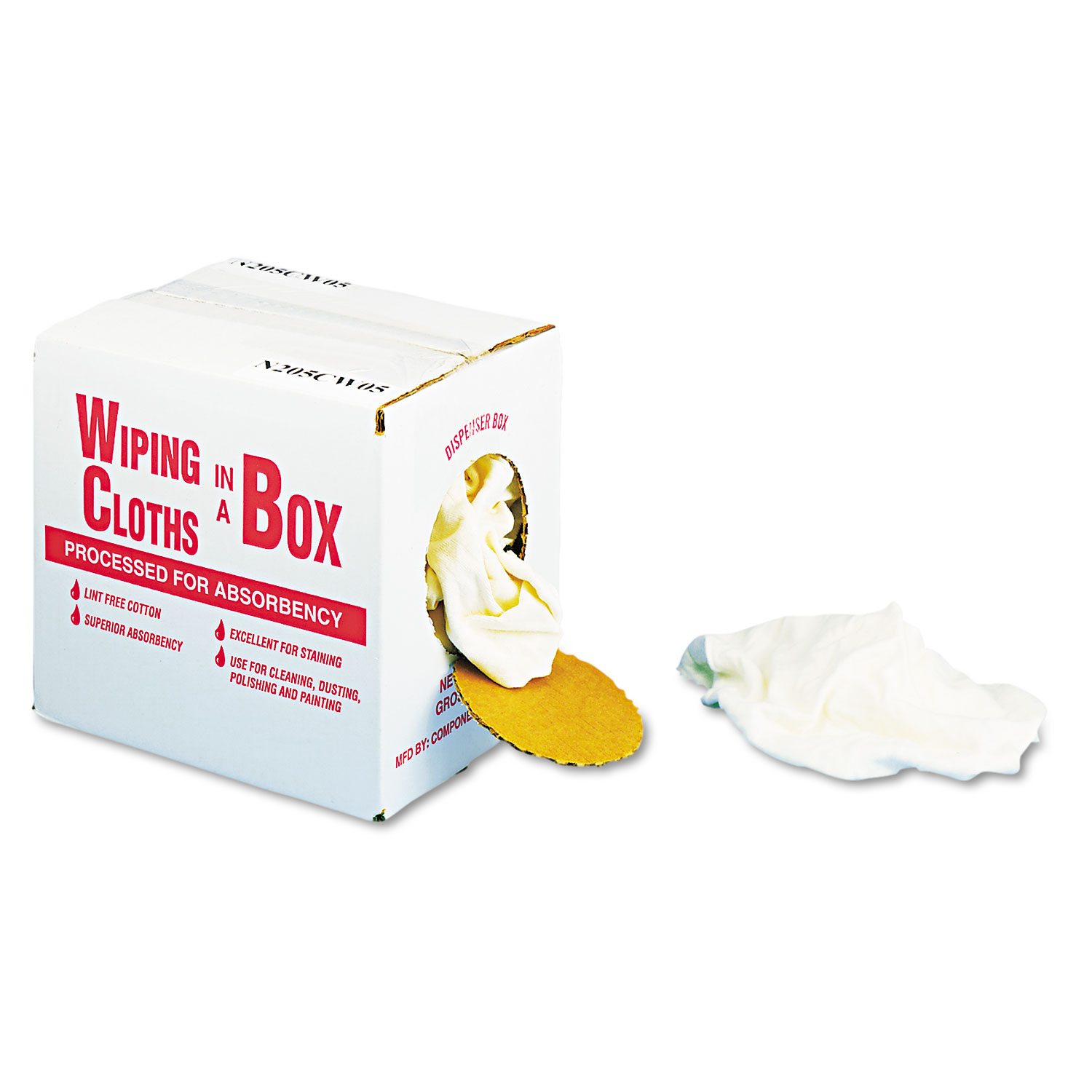 General Supply UFSN205CW05 Multipurpose Reusable Wiping Cloths, Cotton, White, 5lb Box
