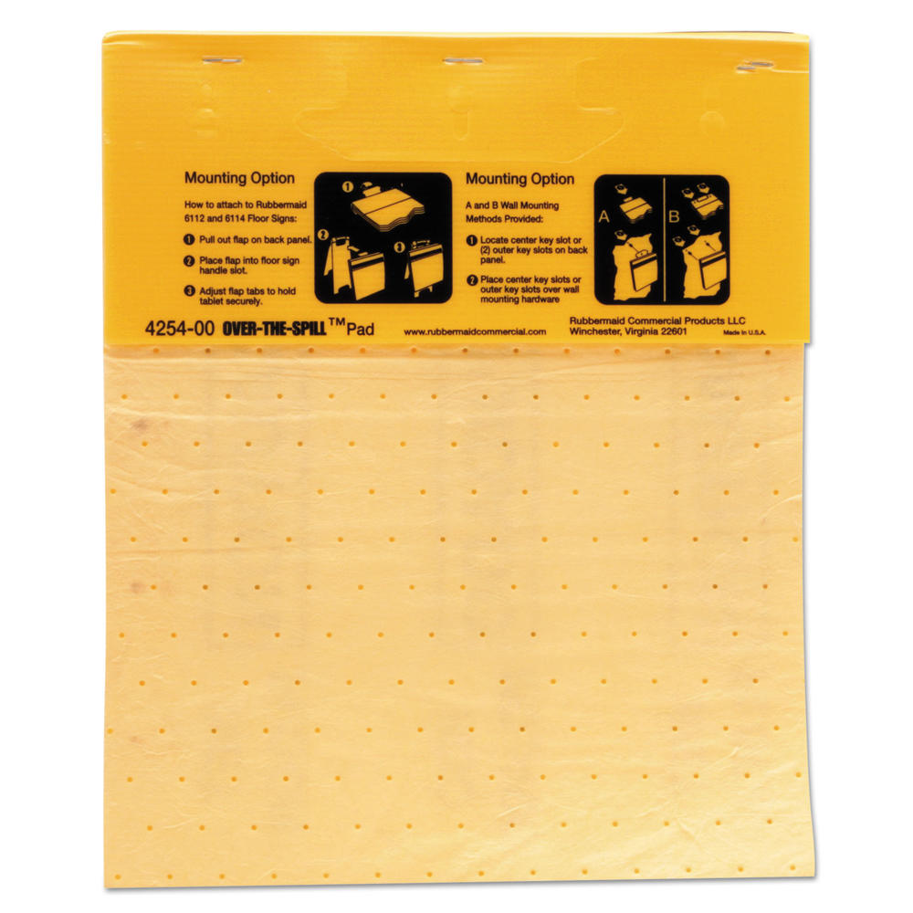 Rubbermaid RCP4254 Over-The-Spill Pad Tablet w/25 Medium Spill Pads