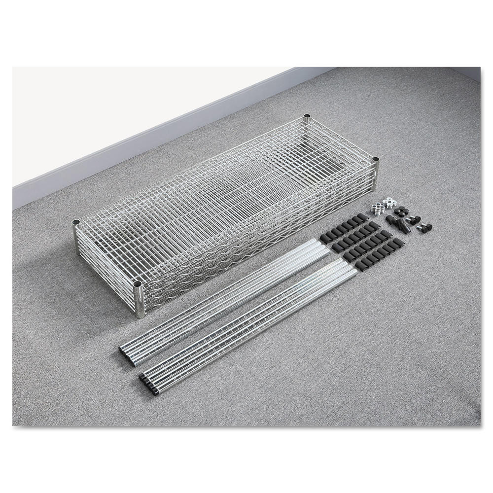 Alera Industrial Heavy-Duty Wire Shelving Starter Kit, 4-Shelf, 48w x 24d x 72h,Silver