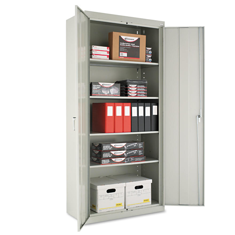 Alera Assembled 78" High Storage Cabinet, w/Adjustable Shelves, 36w x 18d, Light Gray
