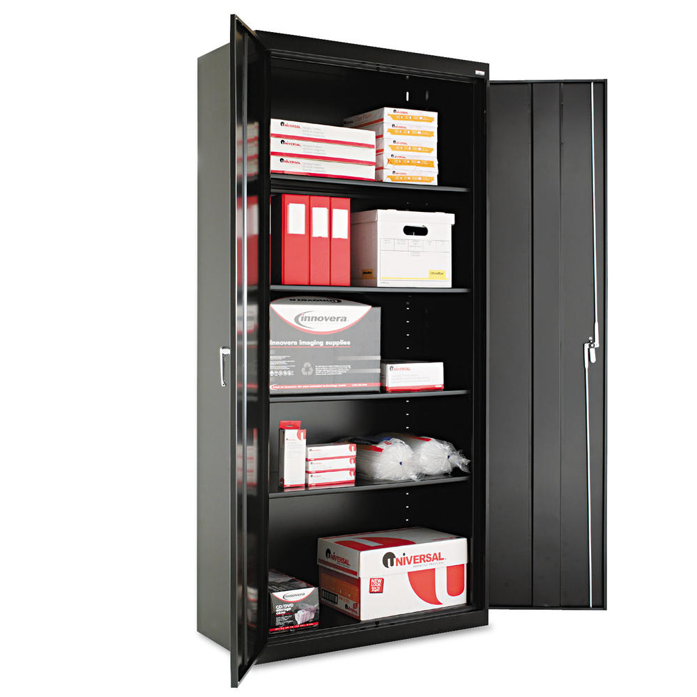 Alera Assembled 78" High Storage Cabinet, w/Adjustable Shelves, 36w x 18d, Black