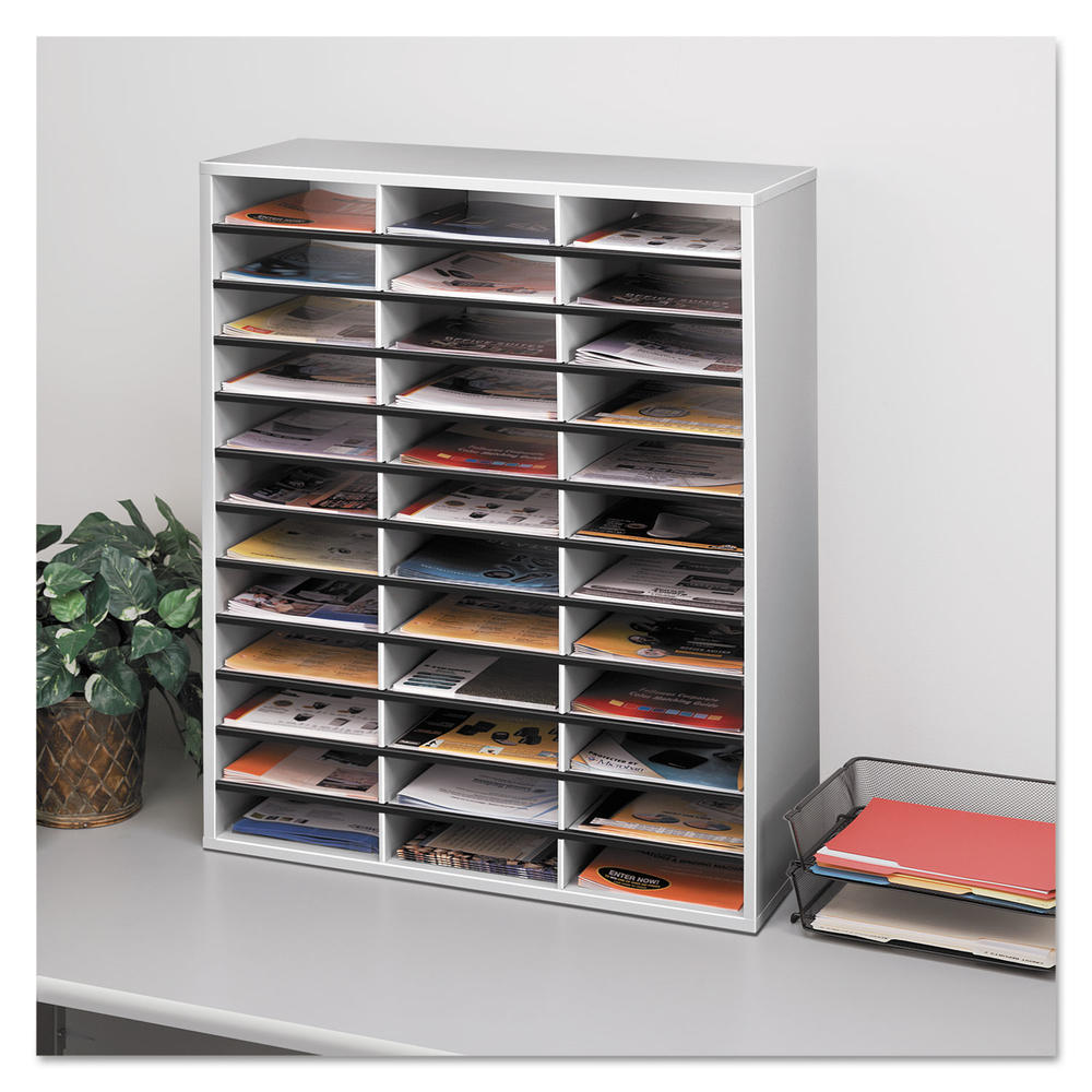 Fellowes FEL25061 Literature Organizer, 36 Sections Letter, 29 x 11 7/8 x 34 11/16, Dove Gray
