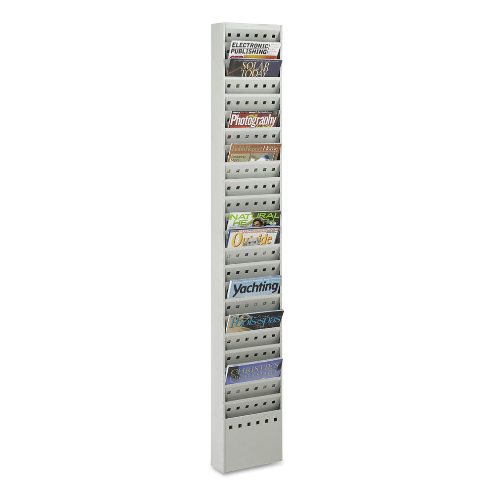 Safco SAF4322GR Steel Magazine Rack, 23 Compartments, 10w x 4d x 65-1/2h, Gray