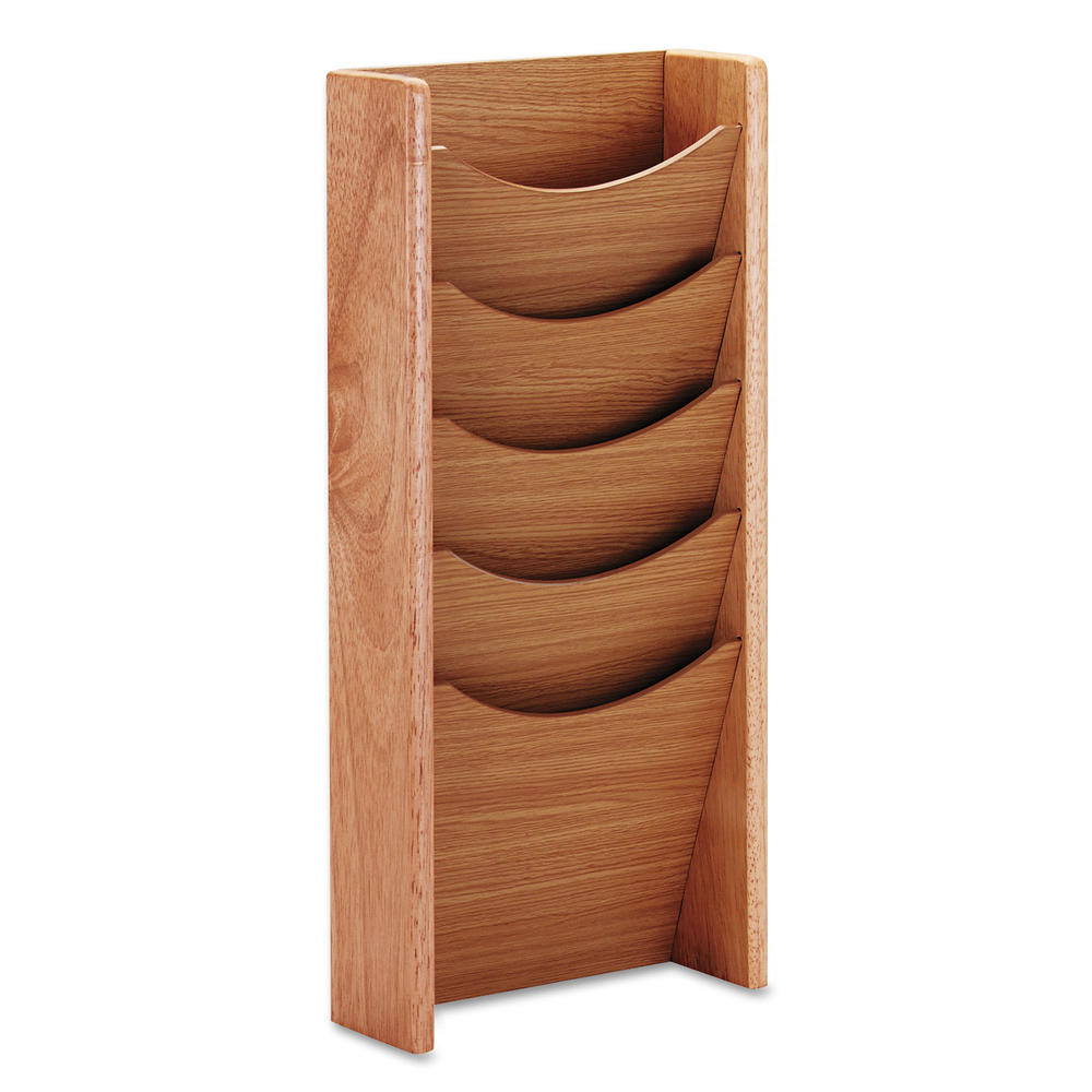 Safco SAF4330MO Solid Wood Wall-Mount Literature Display Rack, 11 1/4 x 3 3/4 x 23 3/4, Med. Oak