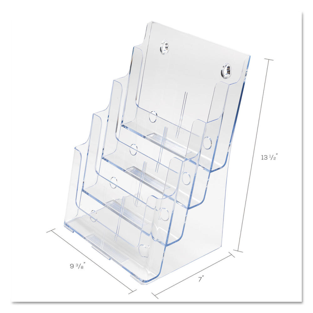 Deflect-O DEF77441 Multi Compartment DocuHolder, Four Compartments, 9 3/8w x 7d x 13 5/8h, Clear