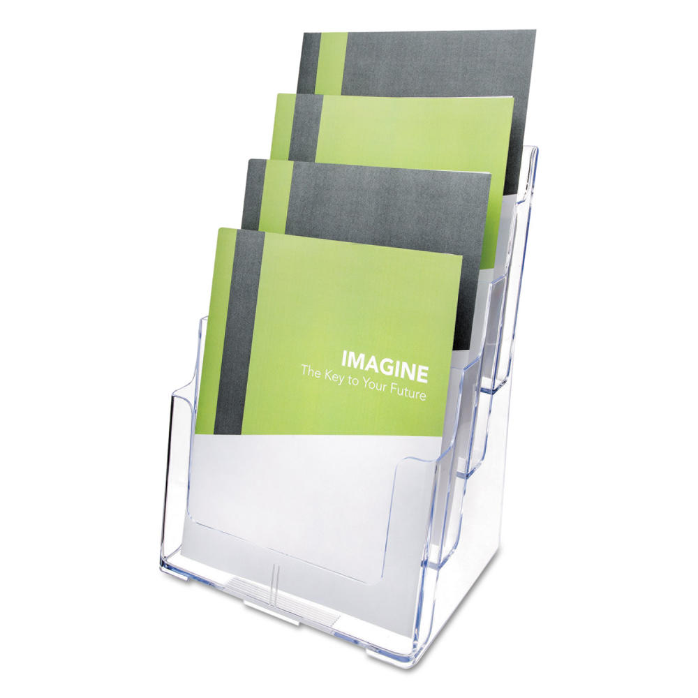 Deflect-O DEF77441 Multi Compartment DocuHolder, Four Compartments, 9 3/8w x 7d x 13 5/8h, Clear