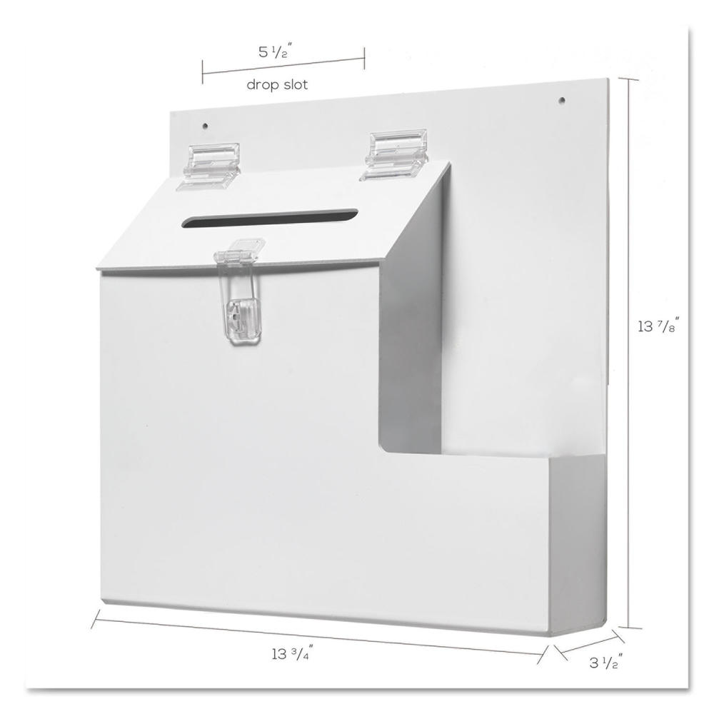 Deflect-O DEF79803 Plastic Suggestion Box with Locking Top, 13 3/4 x 3 5/8 x 13 15/16, White