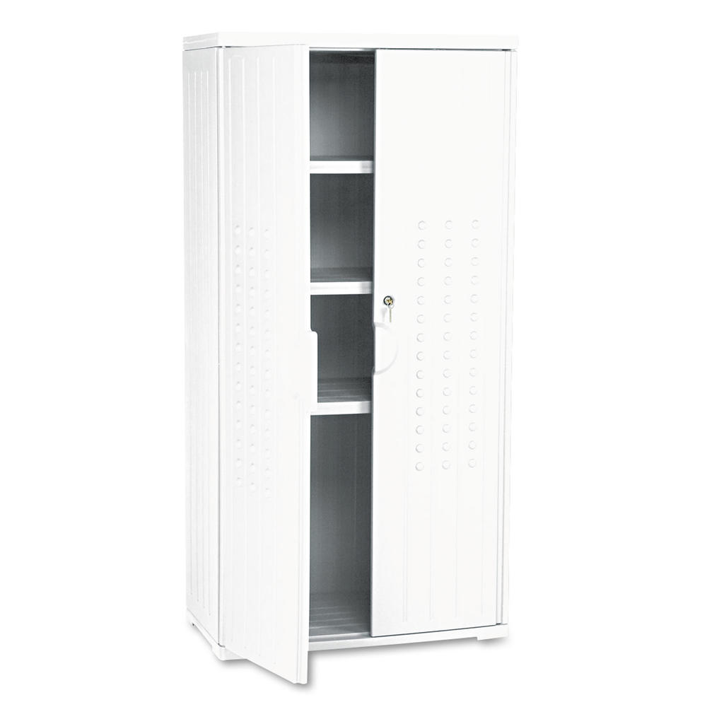 Iceberg ICE92553 OfficeWorks Resin Storage Cabinet, 33w x 18d x 66h, Platinum