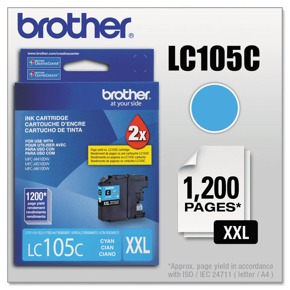 Brother BRTLC105C LC105C Innobella Super High-Yield Ink, Cyan