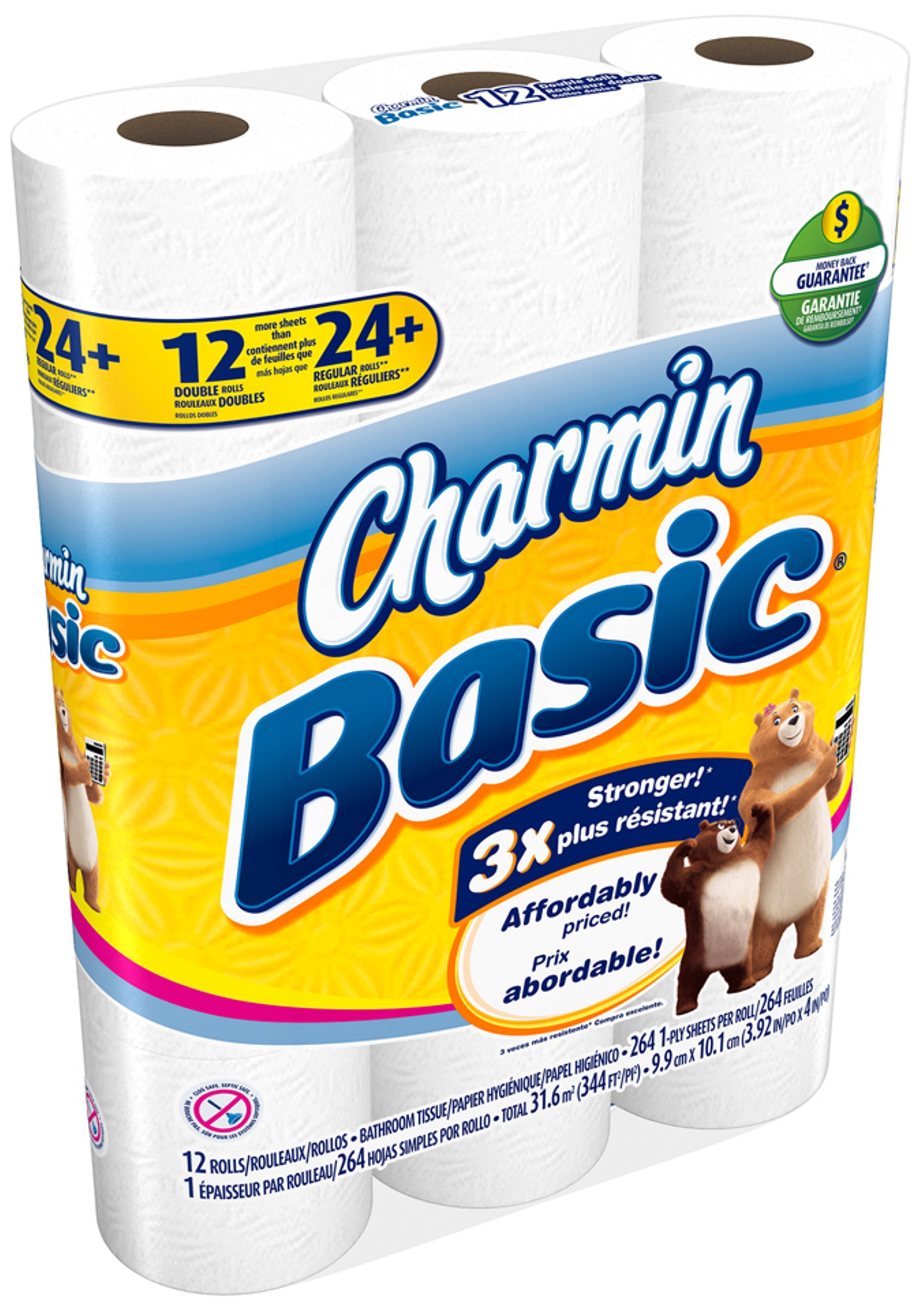 Charmin Basic&#174; 1-Ply Double Rolls Toilet Paper 12 ct Pack