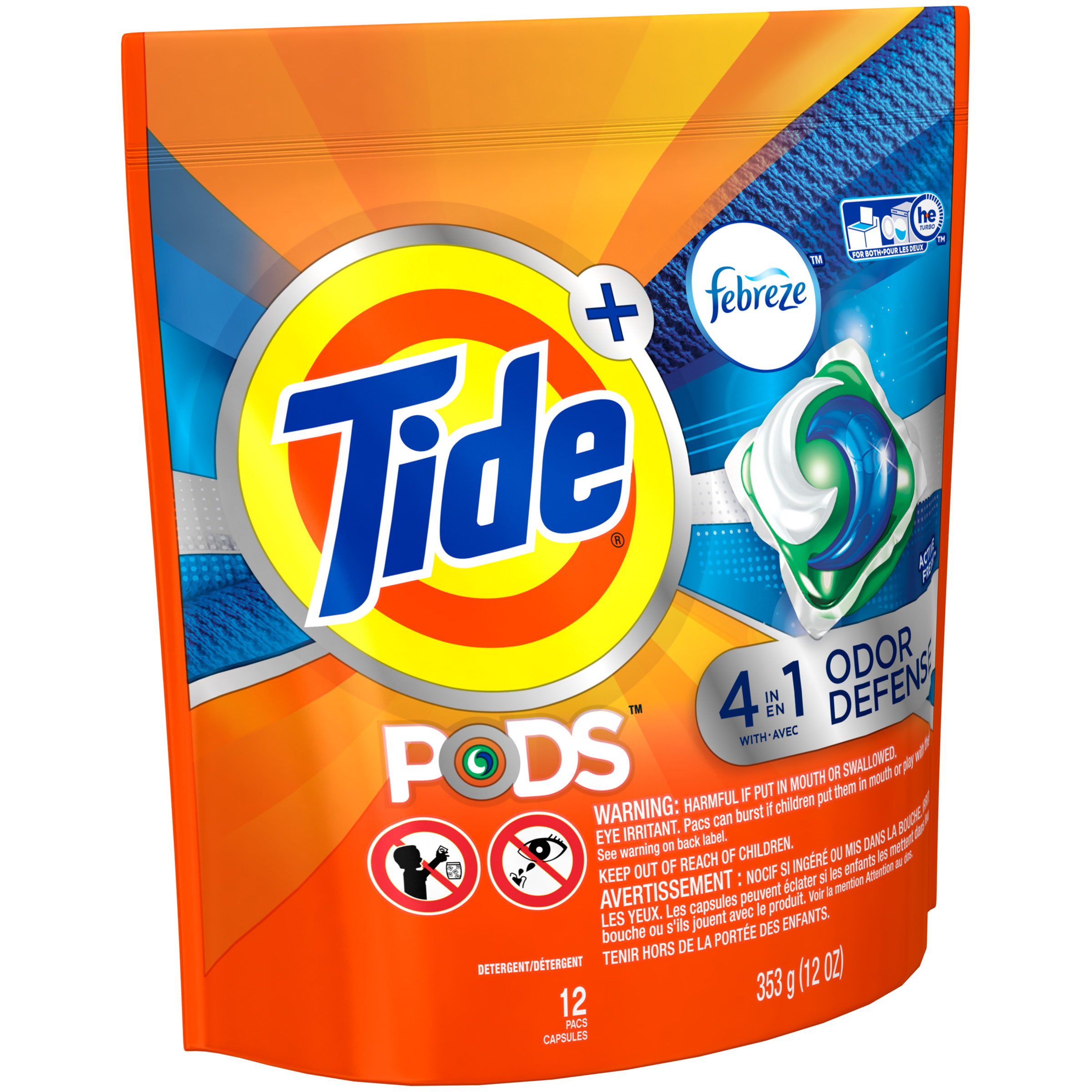 Tide PODS Plus Febreze Odor Defense Laundry Detergent Pacs, Active