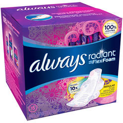 Always Radiant Pads With Wings Regular Absorbency Scented,15 ct