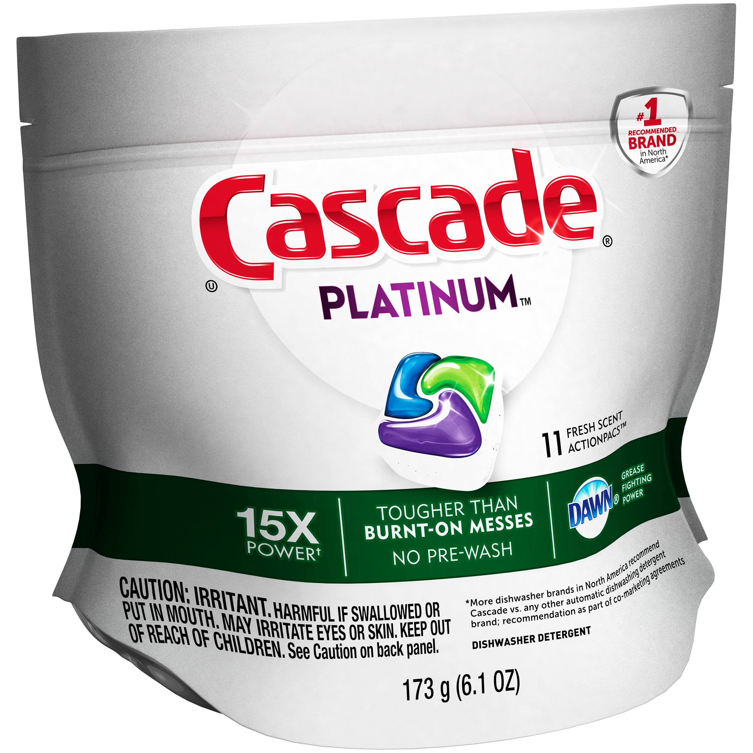 Cascade Platinum Dishwasher Detergent ActionPacs, Fresh, 11 Count Cascade Platinum Dishwasher Detergent ActionPacs, Fresh, 11 Count