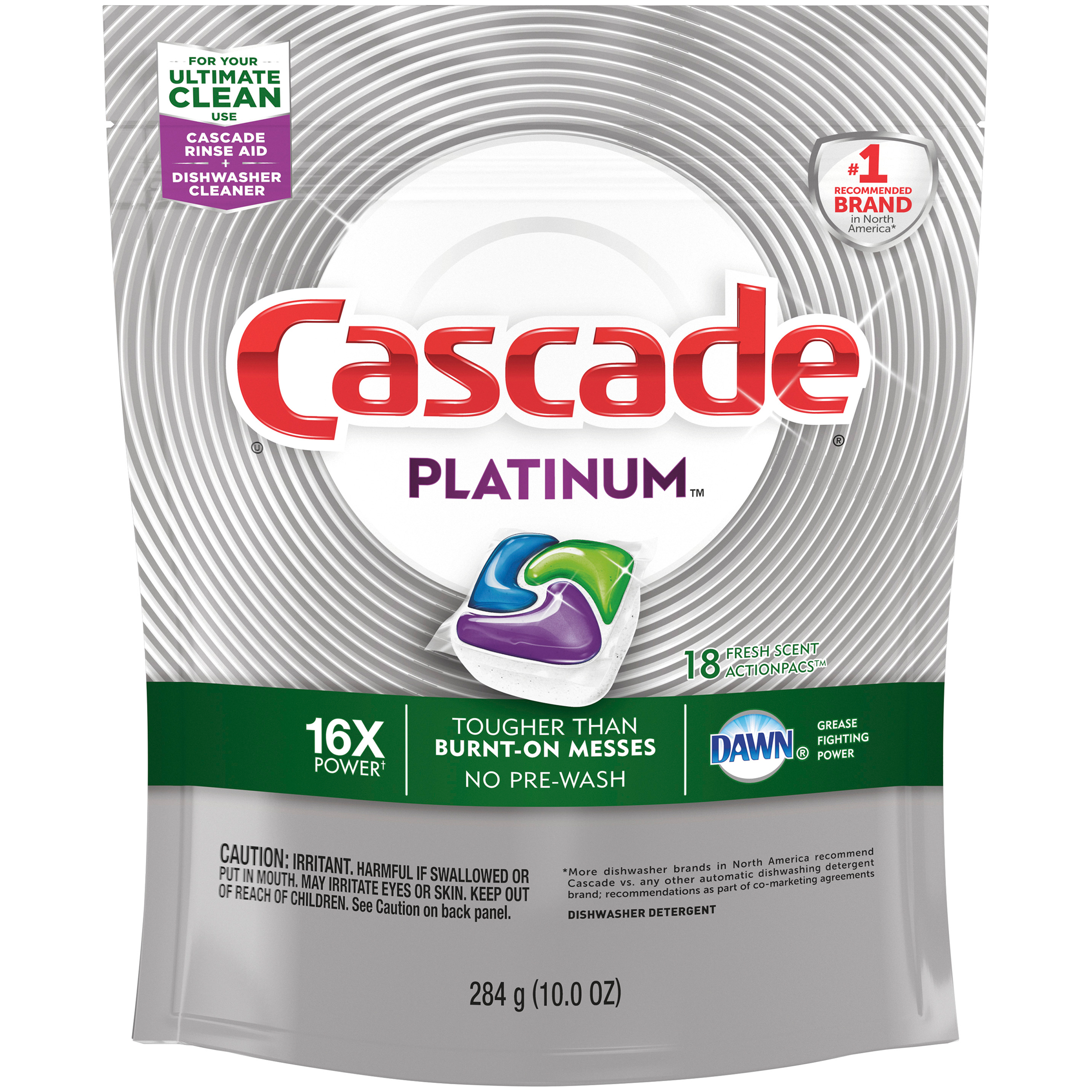 Cascade Platinum Dishwasher Detergent ActionPacs, Fresh, 18 Count Cascade Platinum Dishwasher Detergent ActionPacs, Fresh, 18 Count