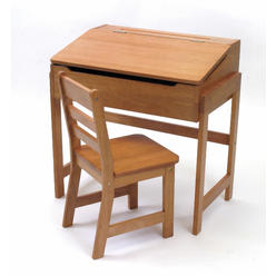 Lipper International childs Slanted Top Desk & chair, Pecan Finish