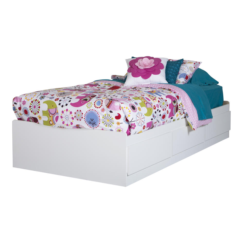 South Shore Logik Twin Mates Bed (39'') with 3 Drawers, Pure White