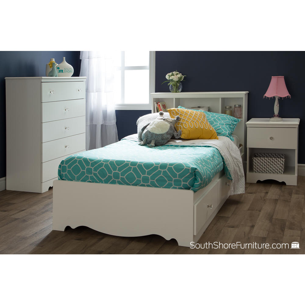 South Shore Crystal Twin Mates Bed - Pure White