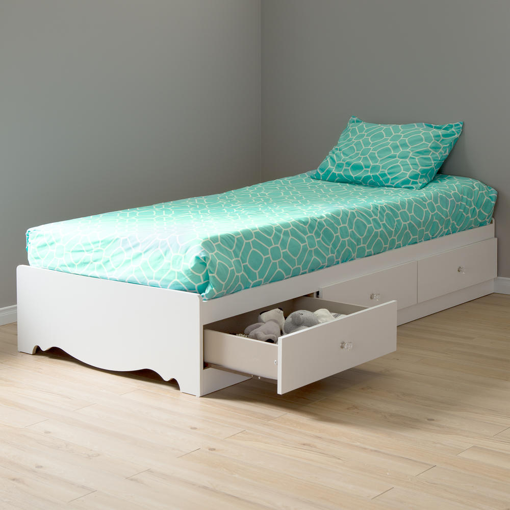South Shore Crystal Twin Mates Bed - Pure White