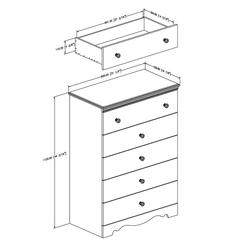 South Shore Crystal 5-Drawer Chest - Pure White