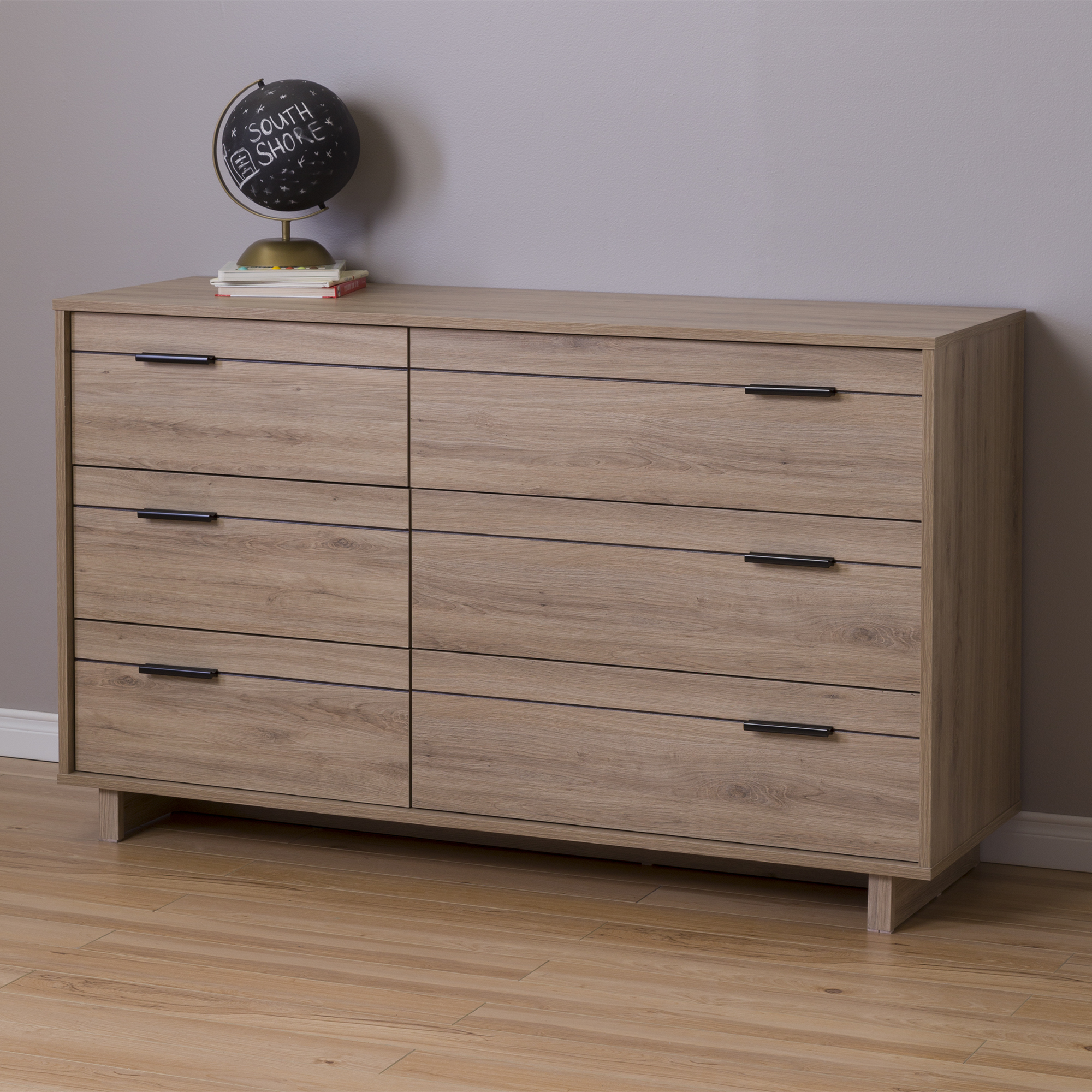 South Shore Fynn 6-Drawer Double Dresser, Rustic Oak, Brown South Shore Fynn 6-Drawer Double Dresser, Rustic Oak, Brown