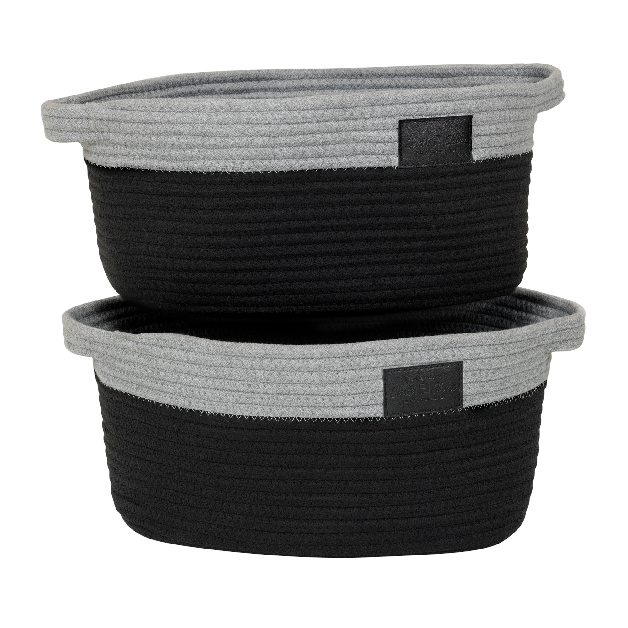 South Shore Storit Gray and Black Knit Baskets, 2-Pack