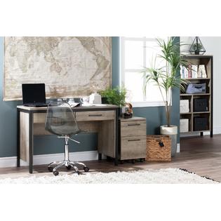 South Shore Munich 6 Shelf Bookcase With Cubes Weathered Oak And