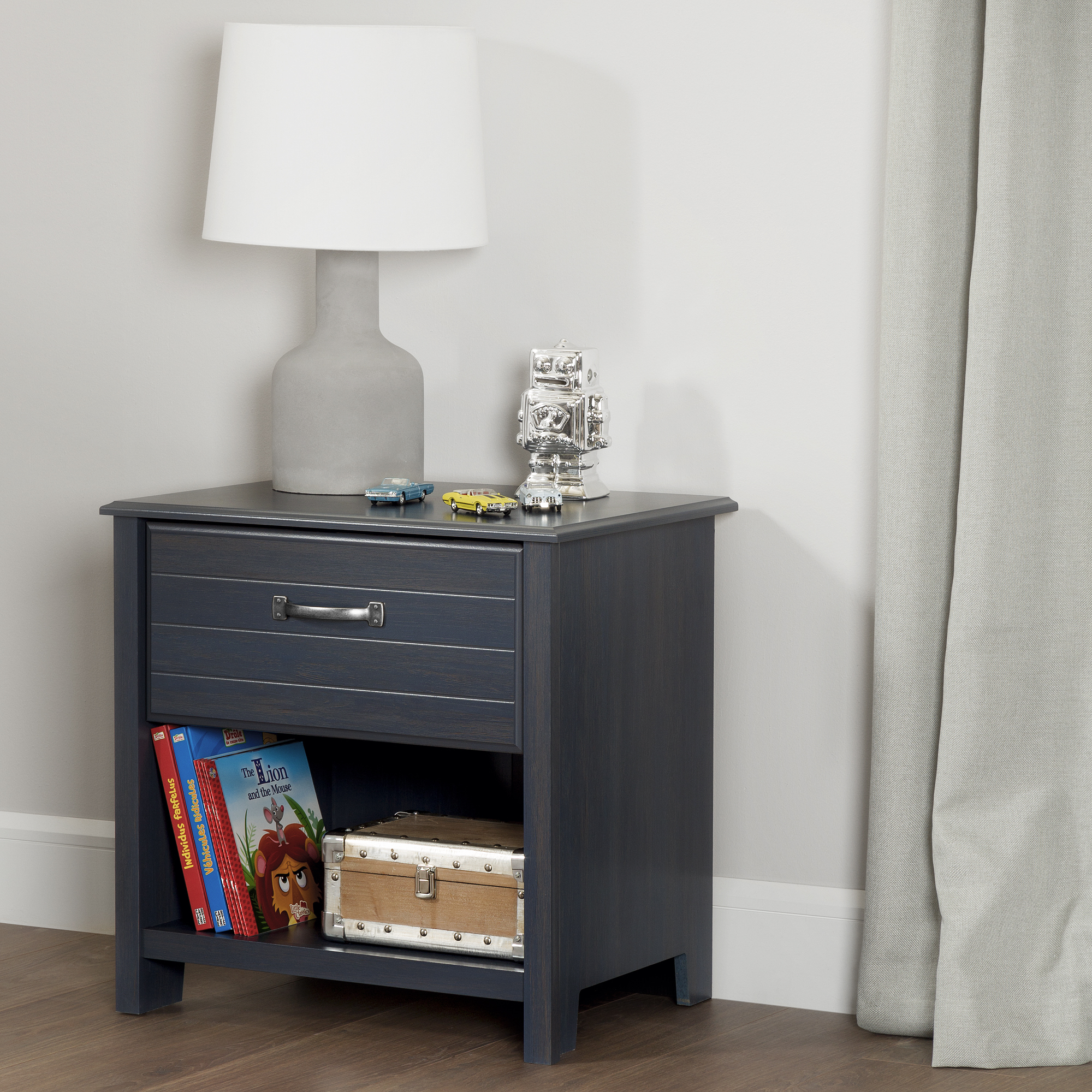 South Shore Ulysses 1 Drawer Nightstand Blueberry Sears