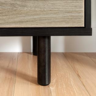 South Shore Morice Mid Century Modern 2 Drawer Nightstand Ebony And Rustic Oak