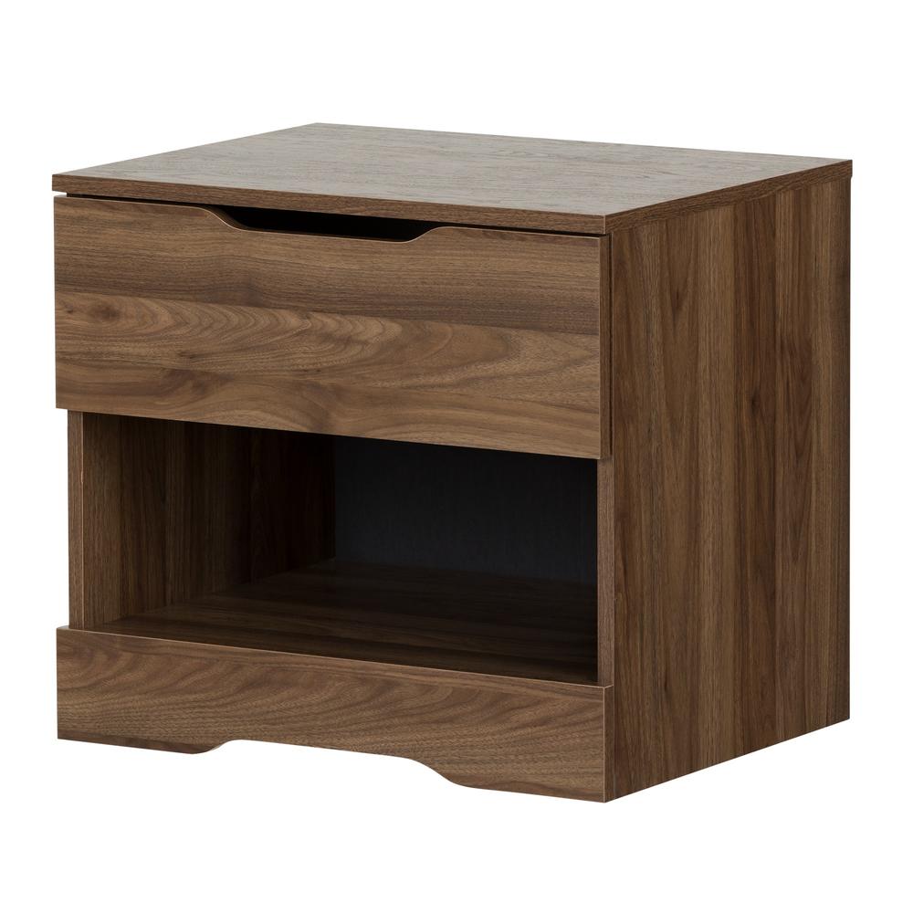 South Shore Holland 1-Drawer Nightstand, Natural Walnut
