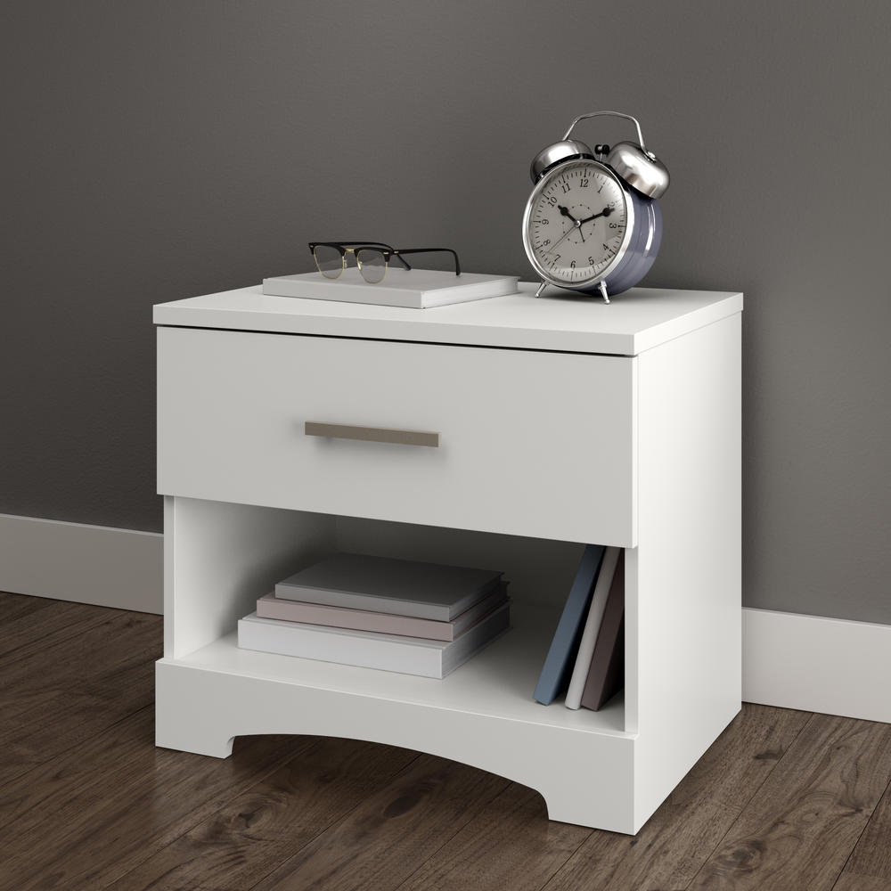South Shore Gramercy 1-Drawer Nightstand, Pure White
