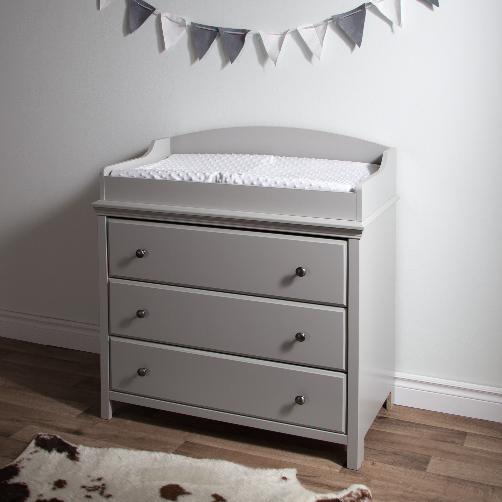 South Shore Cotton Candy Changing Table with Drawers- Soft Gray