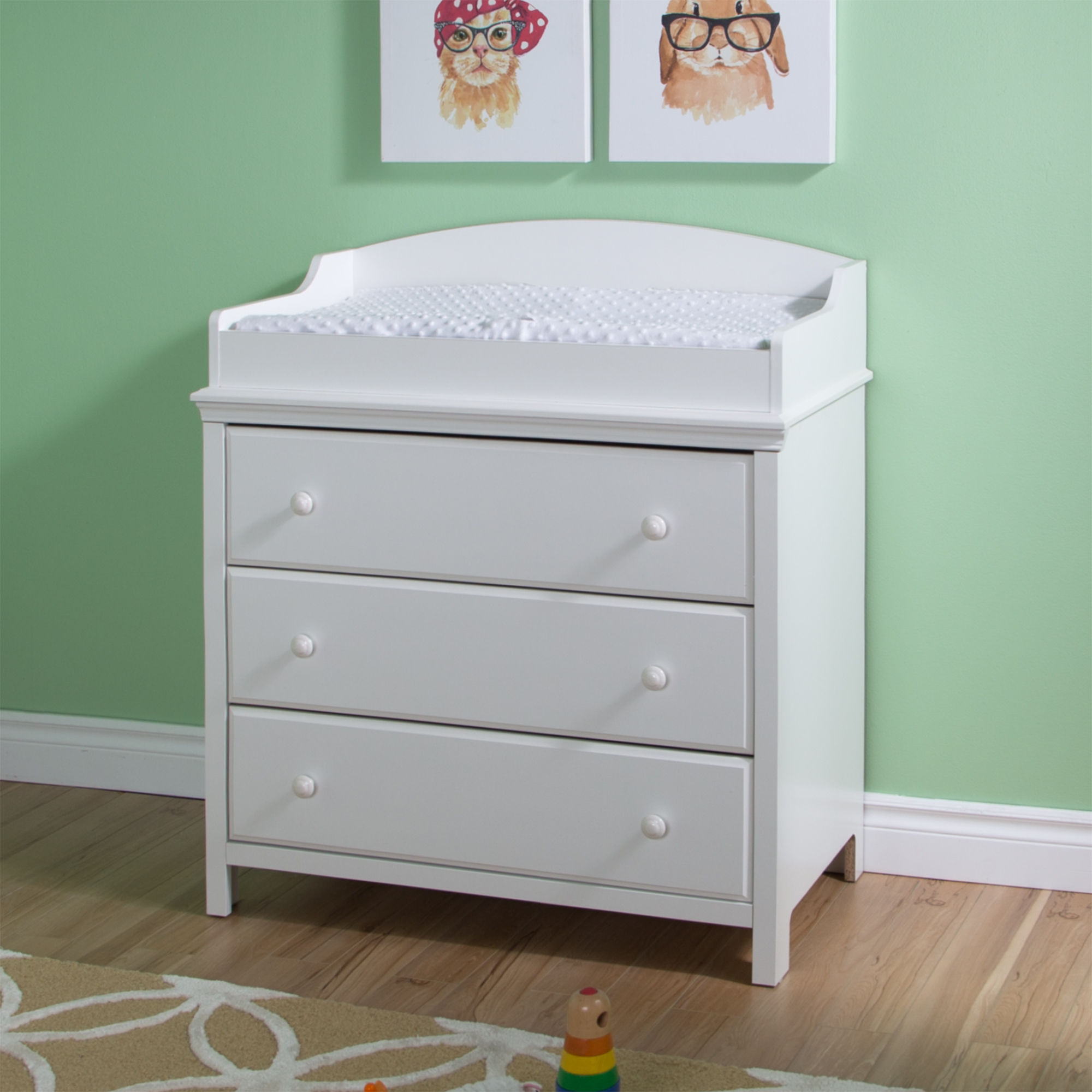South Shore Cotton Candy Changing Table with Drawers- Pure White