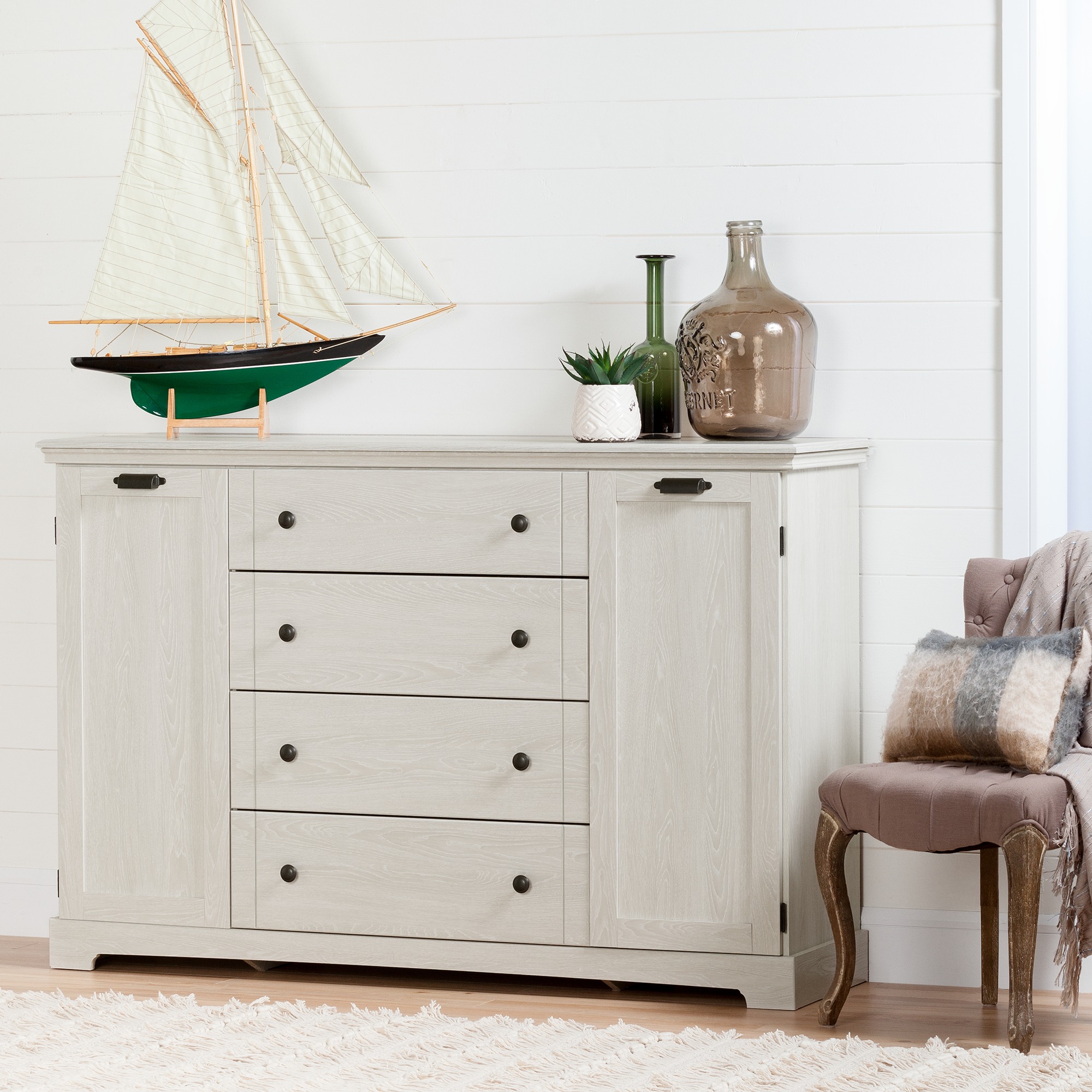 South Shore Avilla Storage Cabinet With 4 Drawers And 1 Door