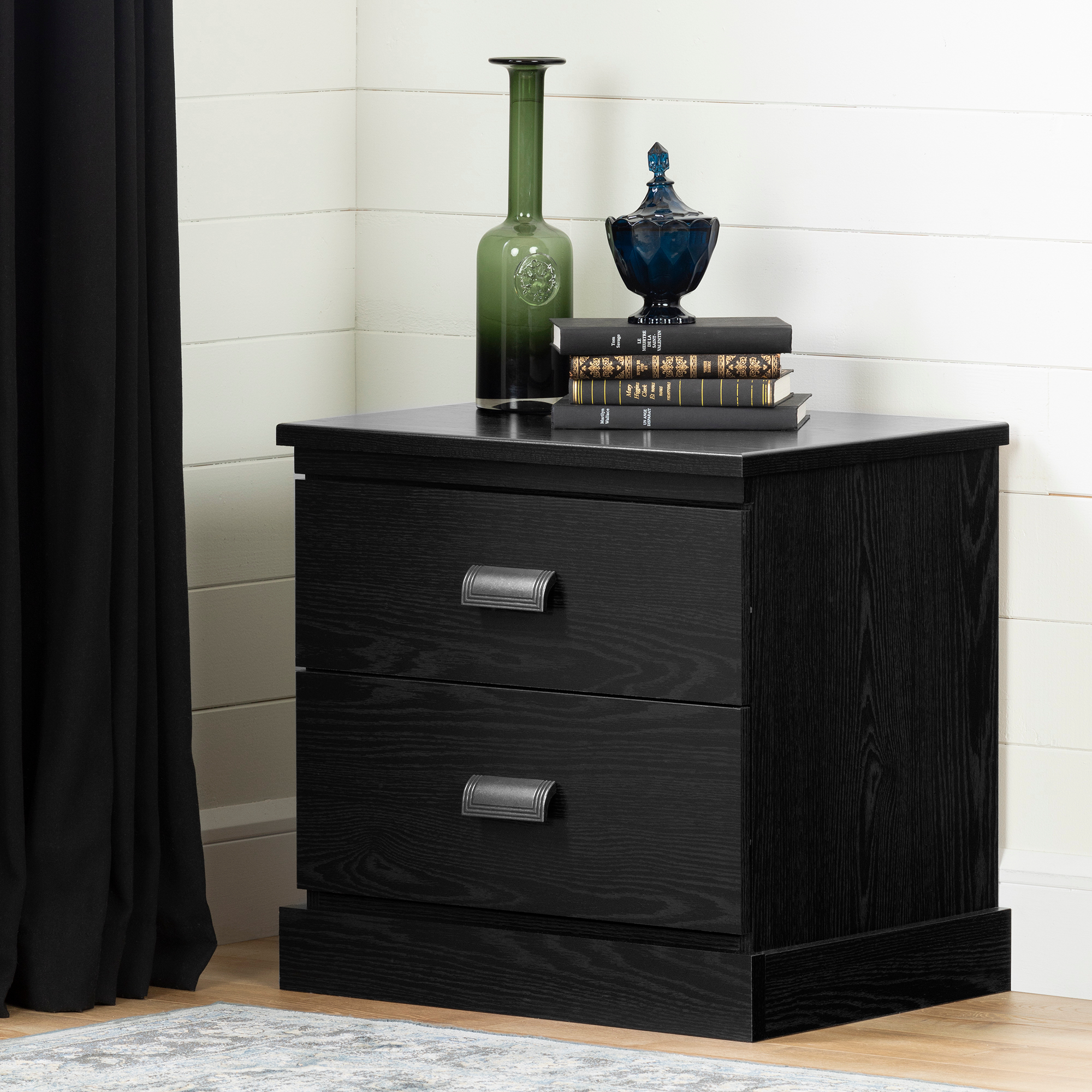 South Shore Gloria 2-Drawer Nightstand - End Table with Storage, Gray Brown South Shore Gloria 2-Drawer Nightstand - End Table with Storage, Gray Brown