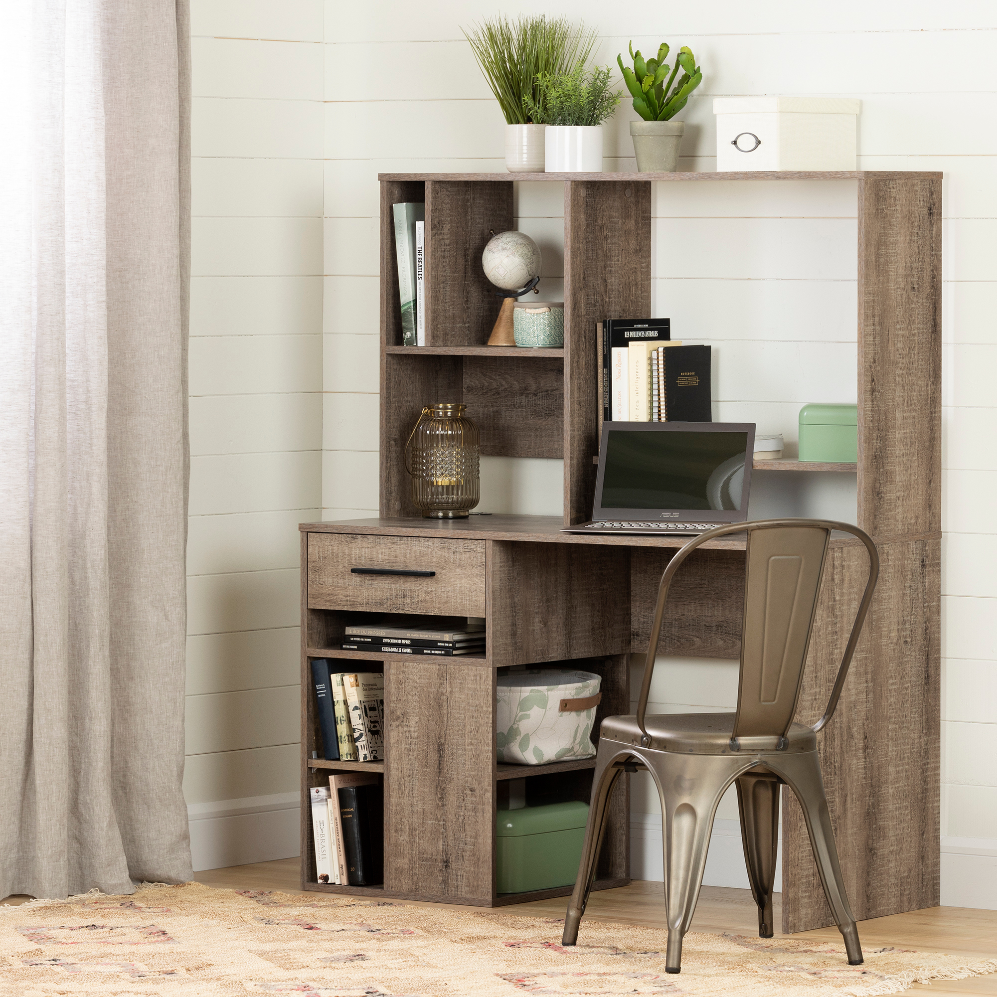 South Shore Annexe Home Office Computer Desk- Weathered Oak