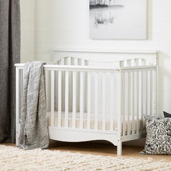 South Shore Savannah Baby Crib - 4 Heights with Toddler Rail- Pure White