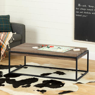 South Shore Mezzy Modern Industrial Coffee Table Barn Oak