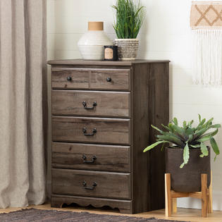 South Shore Prairie 5 Drawer Chest Dresser Fall Oak