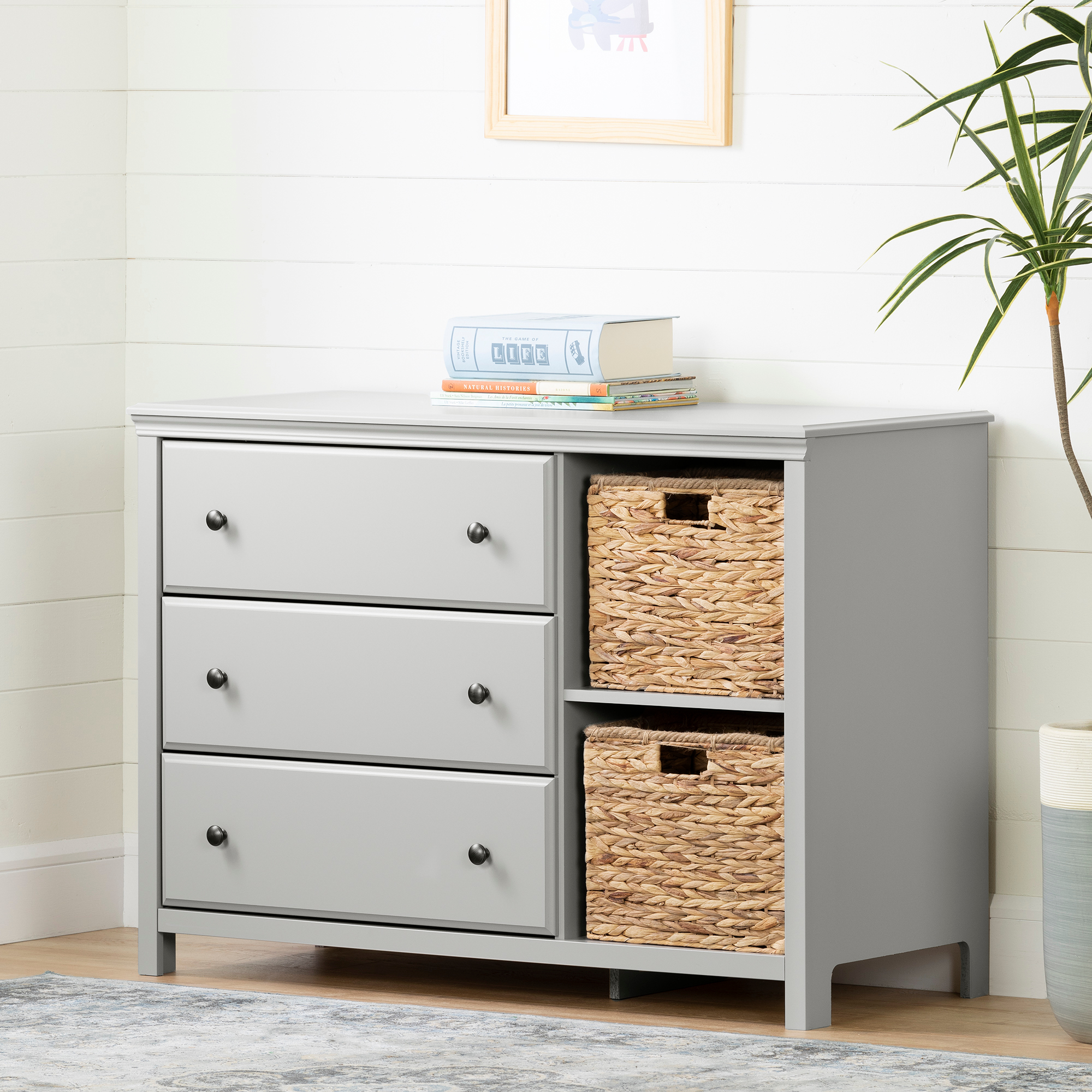 South Shore Cotton Candy 3 Drawer Dresser With Storage Baskets
