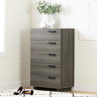 South Shore Cavalleri 5 Drawer Chest Storage Unit Gray Maple